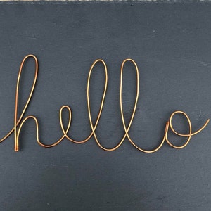 Wire "hello" wall art sign for home decor in a bedroom, nursery or a personalised bespoke gift, have something made for you