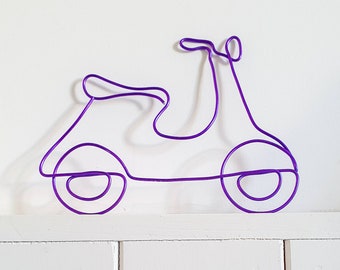 Scooter wire decoration, moped wall art sign
