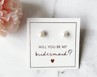 Real Freshwater pearl earrings, will you be my bridesmaid, bridesmaid gift, earring studs, bridesmaid proposal, birthday gift