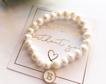 Personalised initial freshwater pearl bracelet | Bridesmaid Gift | Bridesmaid Proposal | pearl bracelet | Custom Bridesmaid bracelet