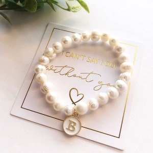 Personalised initial freshwater pearl bracelet | Bridesmaid Gift | Bridesmaid Proposal | pearl bracelet | Custom Bridesmaid bracelet