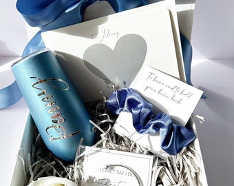 BLUE SILVER Bridesmaid Proposal Box Set Personalized Gift | Personalised Gift box | Bridal Party box |Will you be my bridesmaid