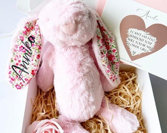 PERSONALISED Flower Girl Proposal Box | rabbit bunny plush soft toy | Personalised Gift box set | Nursery gift | children's gift