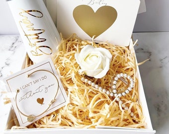 WHITE GOLD Bridesmaid Proposal Box Set Personalized Gift | Personalised Gift box set| Bridal Party box |Will you be my bridesmaid