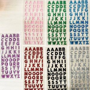 Adesivos de alfabeto com glitter e strass brilhantes | Adesivos de alfabeto com strass | Adesivos de alfabeto | Adesivos de alfabeto com glitter