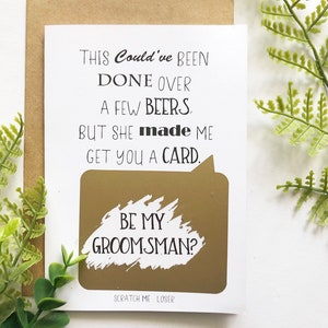 Serez-vous mon Groomsman Best man Proposition mariage Scratch Off Card, Gold Scratch Off Reveal Card, Gold Wedding Funny Shit, Elle m’a fait carte
