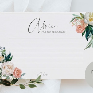 Advice Card für die werdende Braut | Brautparty Spiel | Hochzeitskarten | Braut zu sein Rat | Florale Wünsche und Ratschläge Karten