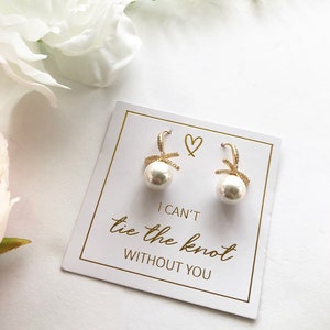 Brincos de pérolas com nó, não consigo amarrar o nó sem você, presente para madrinha, brincos de pino com nó, pedido de casamento para madrinha, presente de aniversário