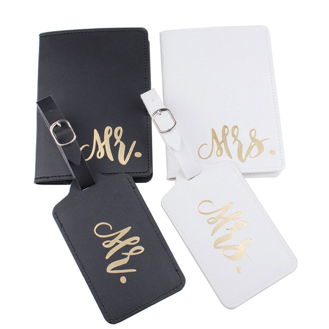 Mr and Mrs Passport Covers and Luggage Tag, Passport Cover Wedding