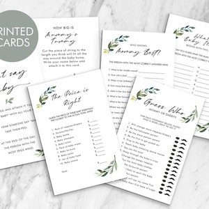 10 x gedrukte babyshower spelkaarten, advies en wensen, babyvoorspellingen, zeg niet baby, baby item, wie kent mama het beste
