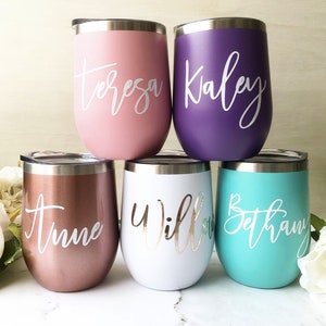 Personalized Wine Drink Tumbler Custom Bridesmaid Tumbler Stainless Steel Wine Cup Bridal Party Champagne Bridesmaid Proposal insulated cups