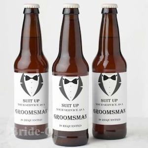 Suit Up Groomsman, best man beer label, beer label, groomsman label,  groomsman gift, groomsman wine label