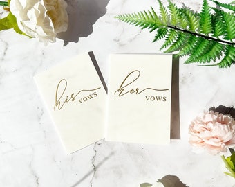 Gold foil His Vows and Her Vows Booklets | Set of Two Vows Booklet | Wedding Vow Keepsake, Wedding Vow booklet, Wedding Vows