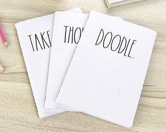 Set of 3 lined notebooks, thoughts, doodle, take note ruled journal, minimalist simple notebook book sketch scrap book