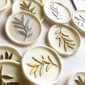 Self Adhesive White Foliage Wax Seals, Envelope Seals, Wedding Wax Seals, Handmade Wax Seals, custom wedding sticker for envelope