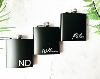 Personalized Black Flask Custom Groomsman Stainless Steel Wine Cup Hip Flask Bridal Party Best Man Proposal Dad Gift