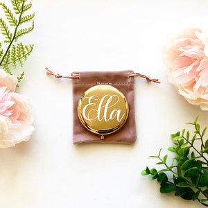 Personalisierter Gold Spiegel, Brautjungfer Geschenk, Geldbörse Spiegel, benutzerdefinierte Spiegel, Hochzeitsspiegel, Weihnachtsgeschenk Taschenspiegel, danke Geschenk