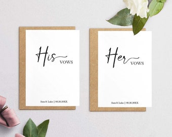 Cartes de mariage « Ses vœux » et « Elle » personnalisées | Jeu de deux cartes vœux | Souvenir de voeux de mariage, carte de voeux de mariage, voeux de mariage