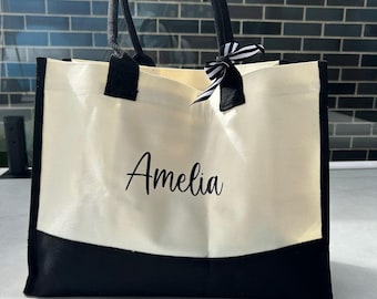 Extra large Personalised canvas bag, beach bag, canvas tote, monogram bag, bag with initial, bridesmaid gift bag, personalised tote bag,
