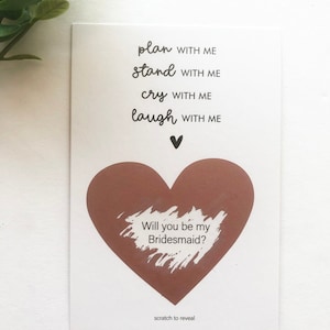 Planifiez avec moi, tenez-vous avec moi, pleurez avec moi, riez avec moi carte de demoiselle d’honneur | Scratch off Card Mariage Scratch Off Card Rose Gold Reveal Card