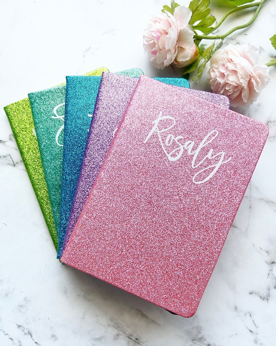 Notebooks Glitter Personalized Etsy