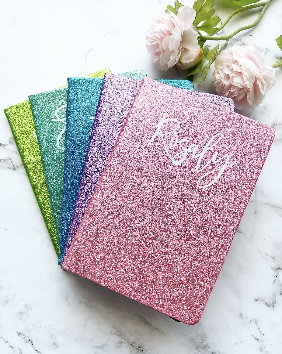 Notebooks Glitter Personalized Etsy