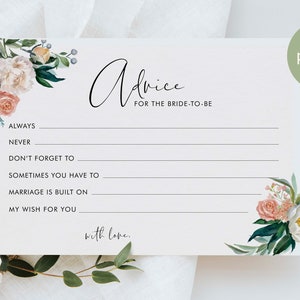Advice Card für die werdende Braut | Brautparty Spiel | Hochzeitskarten | Braut zu sein Rat | Wünsche und Ratschläge Karten |Botanische Karten