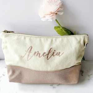 Bolsa de maquiagem extra grande, bolsa clutch, presente para ela, bolsa de maquiagem, bolsa de lona cosmética, presente de aniversário, proposta de dama de honra
