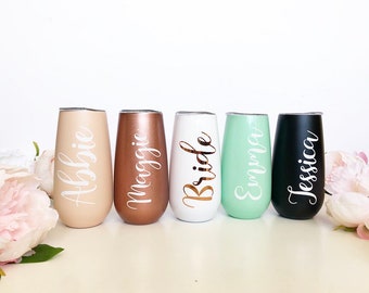 Personalized Champagne Flute Custom Bridesmaid Tumbler Stainless Steel Wine Cup Bridal Party Champagne Bridesmaid Proposal insulated cups