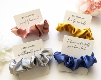 Bridesmaid Hair Scrunchie | bridesmaid hair ties | Bridesmaid Gift | satin scrunchie | bachelorette Scrunchie | Hair Ties