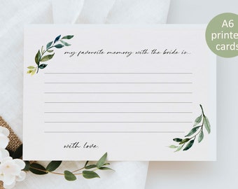 My favourite memory with the bride cards | Bridal Shower Game | Bridal Shower Party Cards | Memory with bride game | Foliage Game Cards