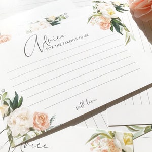 10 x Tarjetas de consejos para que los padres sean / Tarjeta de consejos de deseos del bebé / Tarjetas de juegos de baby shower / Tarjeta de consejos florales / Juegos para bebés
