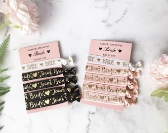 Pack of 5 bridesmaid hair ties, Team Bride Wristbands, Bride Tribe Wristband, Hen Party Wristbands, Team Bride Hair Ties, Hen Party Hair Tie
