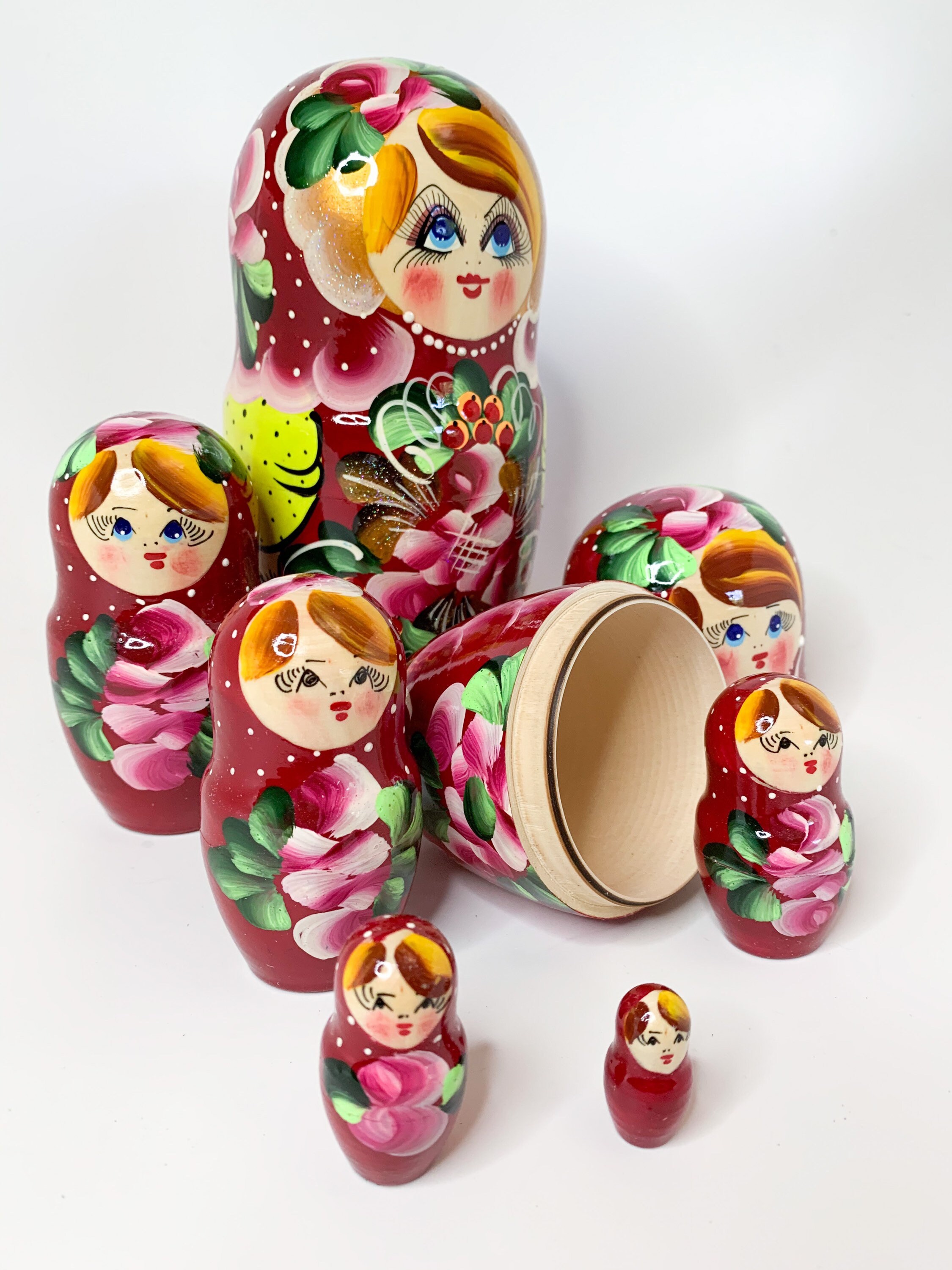 Large Russian babushka nesting doll 7 piece set nesting doll Etsy