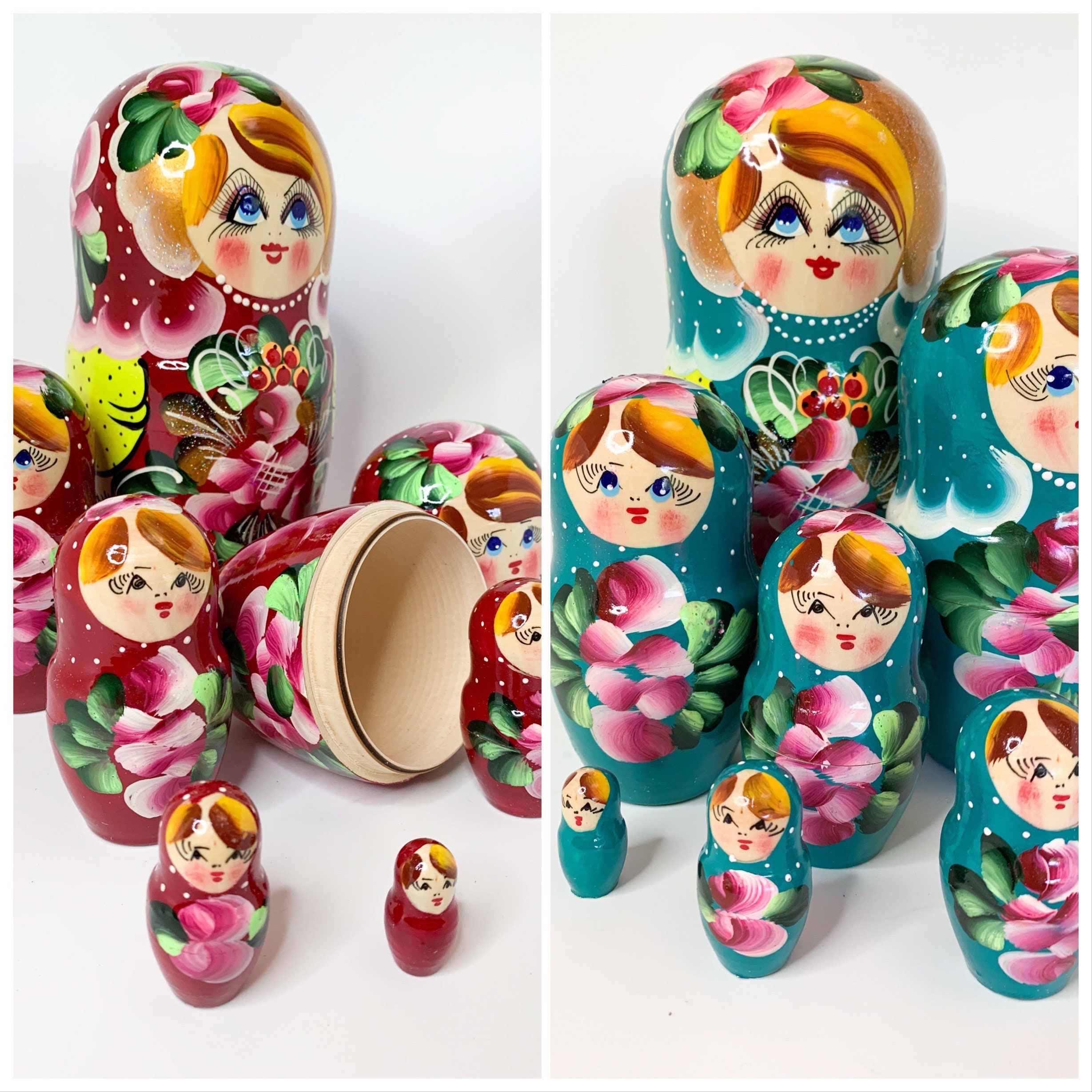 Large Russian babushka nesting doll 7 piece set nesting doll Etsy