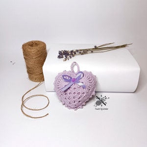 Sachets coeur lavande au crochet Light purple