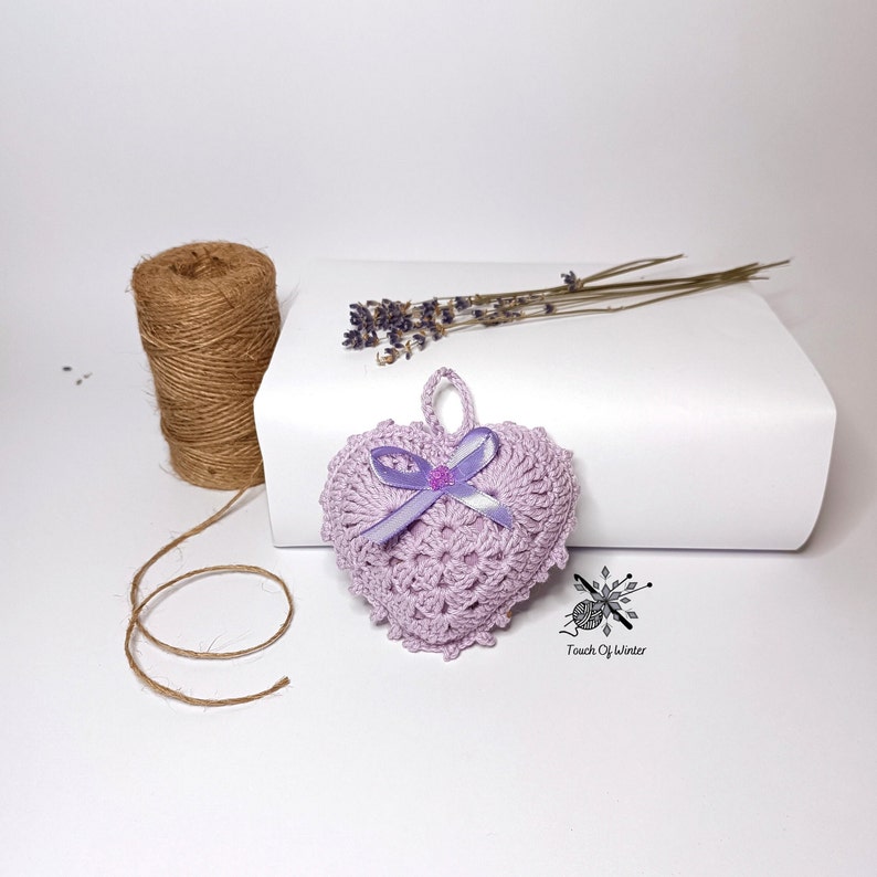 Sachets coeur lavande au crochet Light purple