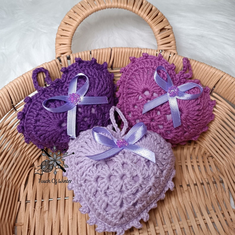 Sachets coeur lavande au crochet image 9