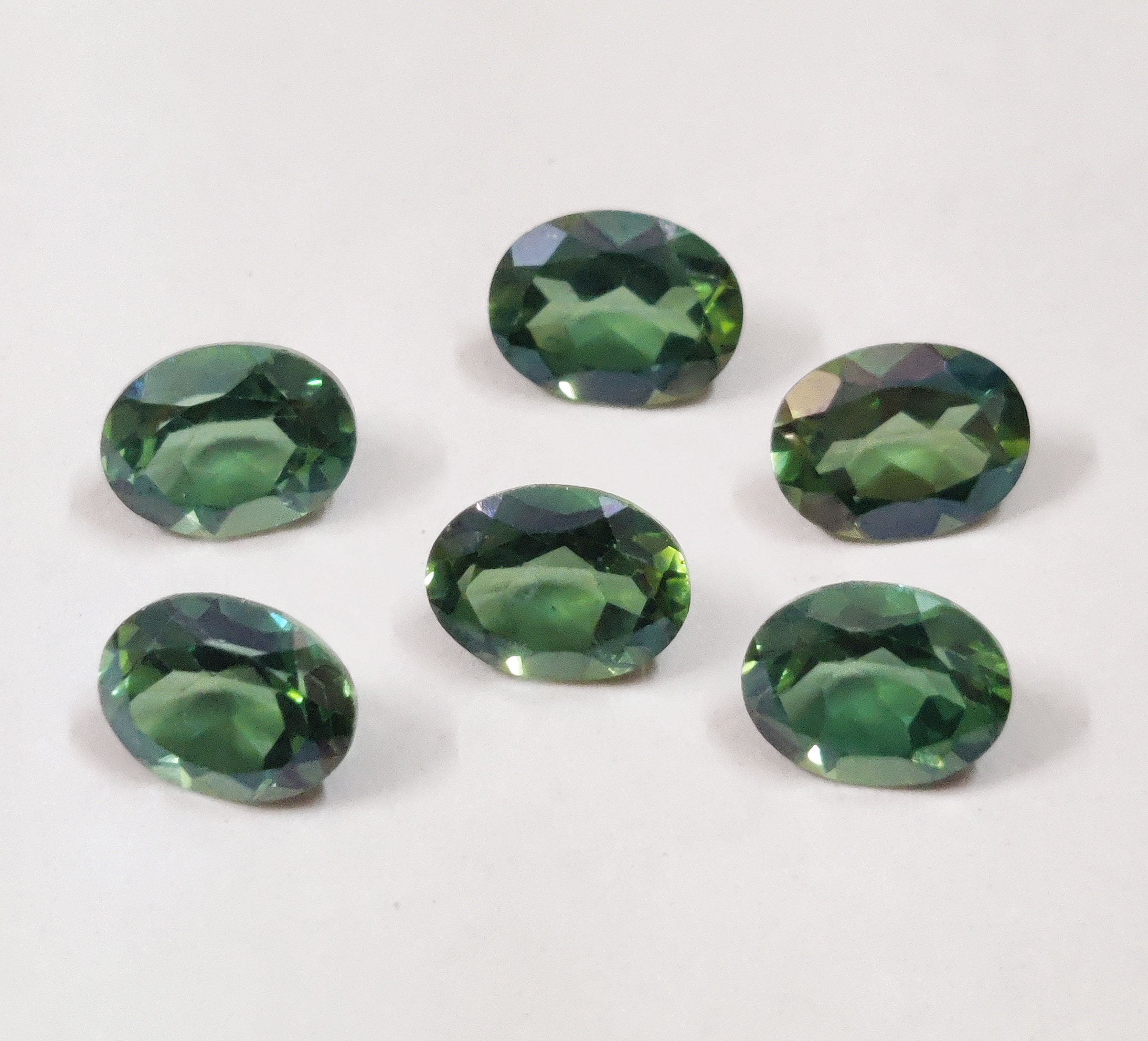 Green Topaz Oval 6x8 mm Faceted Cut Coated On White Topaz Etsy