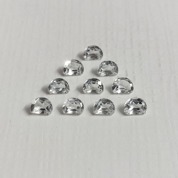 Natural White Topaz D-Shape 2x3 mm Size Gemstone | Natural White Topaz D-Shape 3x4 mm Loose ( Brazil Mins ) Gemstone