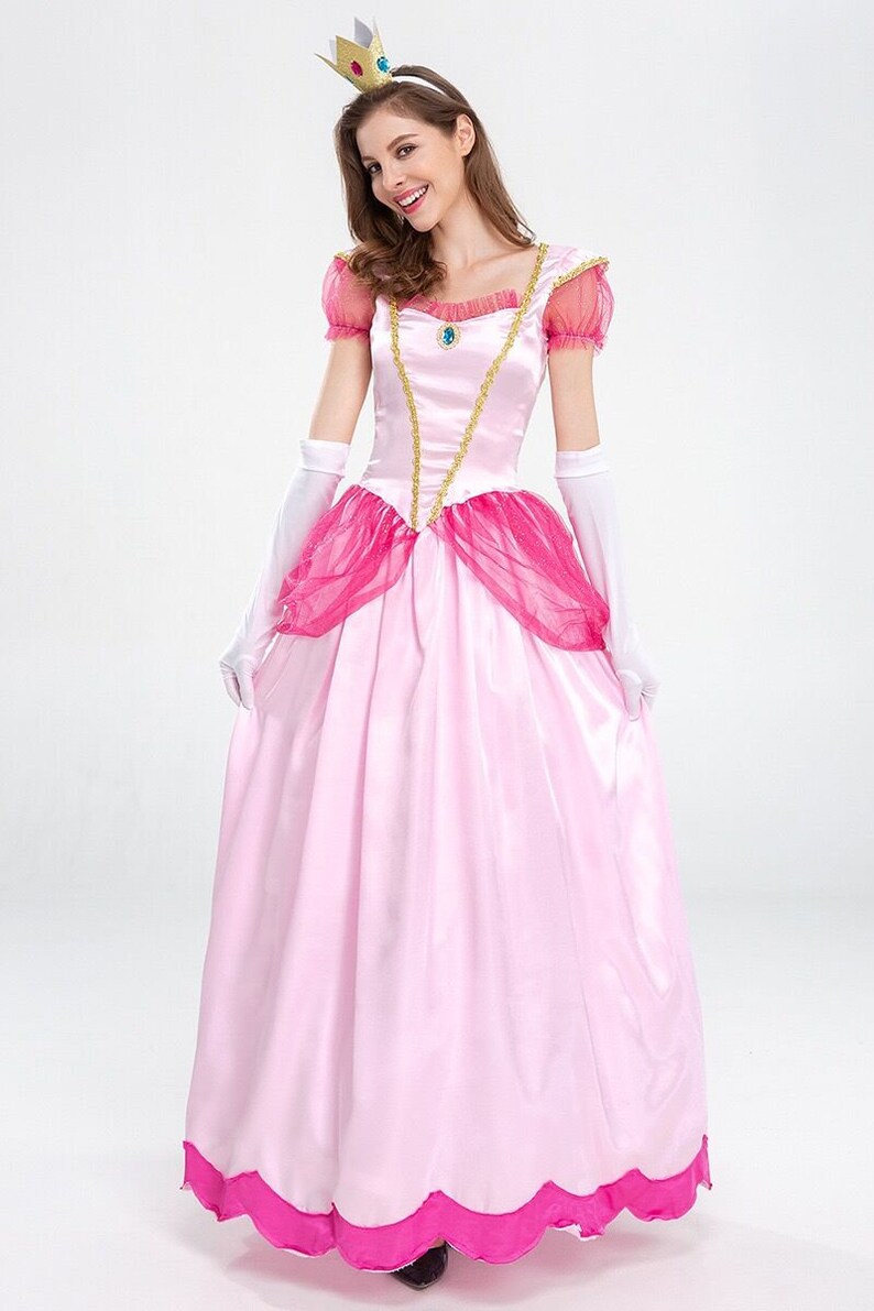 D810 Super Mario Princess Peach Dress Costume Adult Cosplay Etsy