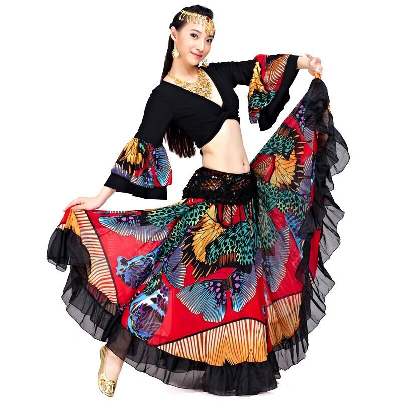 Dancer World 2PC 25 Yard Cotton Skirt for Tribal Gypsy Belly Dancing Skirts ATS 