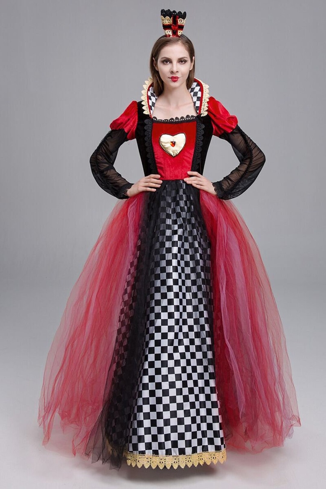 D807 Queen of Hearts Costume Adult Cosplay Dress Ball Gown - Etsy