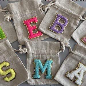 Chenille Glitter Letter Patch Initial Mini Gift Bag