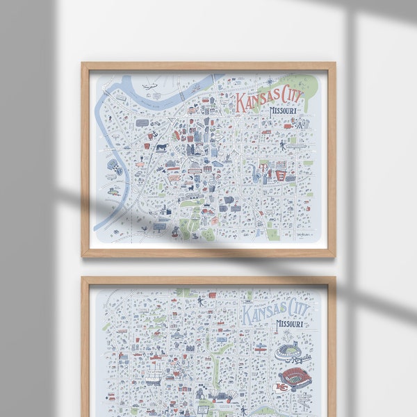 Illustrated Map of Kansas City - Downtown & Midtown prints