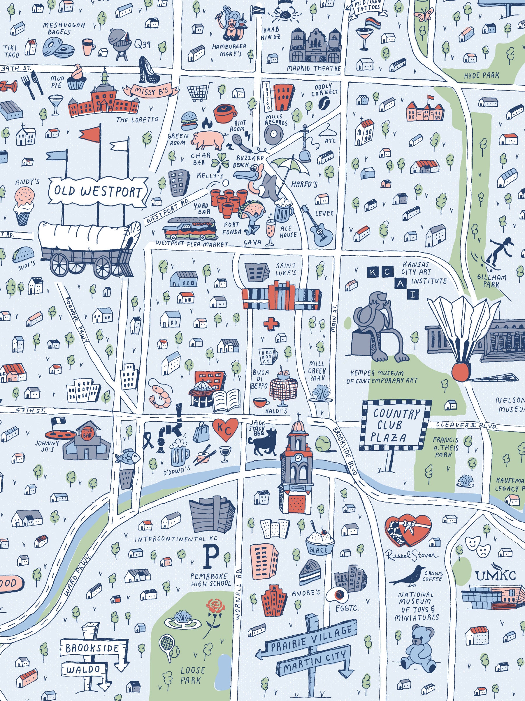 Illustrated Map of Kansas City Downtown & Midtown Prints - Etsy
