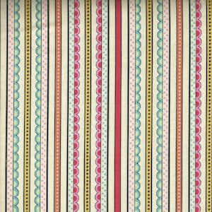 Vintage Style Ribbon Trim Stripes on Cream Ecru ~ Quilting Treasures 100% Cotton Sewing Quilting Fabric By The Yard