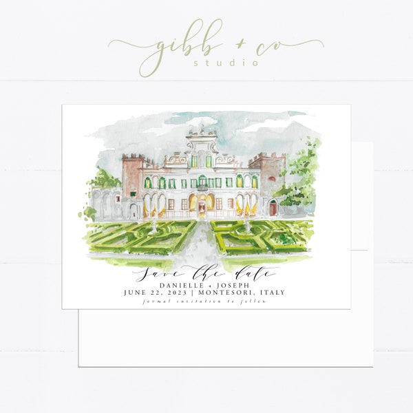 Custom watercolor, illustration, save the date, hand drawn, wedding gift, wedding venue, house, home, new home, personalized gift, moving