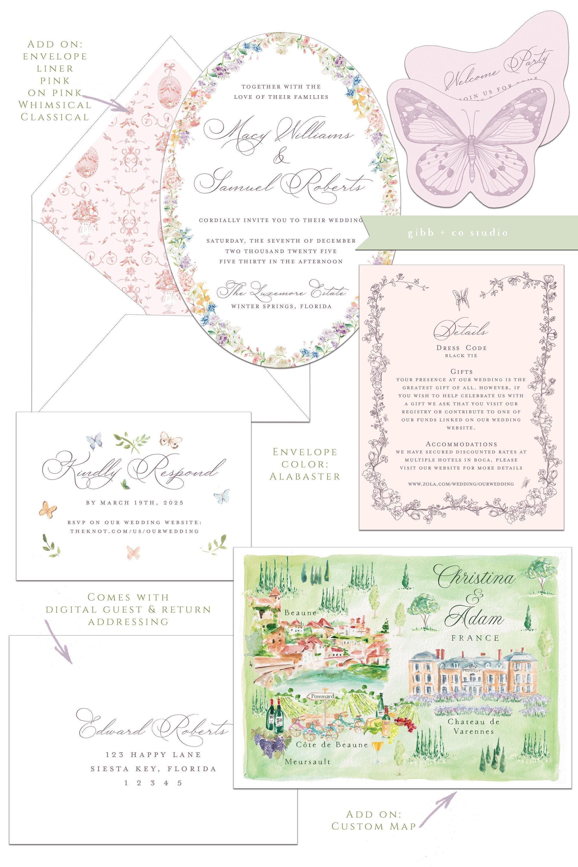 Lilibet Floral wedding invitation set