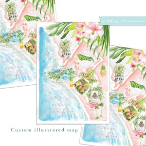 Custom watercolor wedding map, destination wedding, illustration, illustrated map, city map, venue map, custom watercolor art